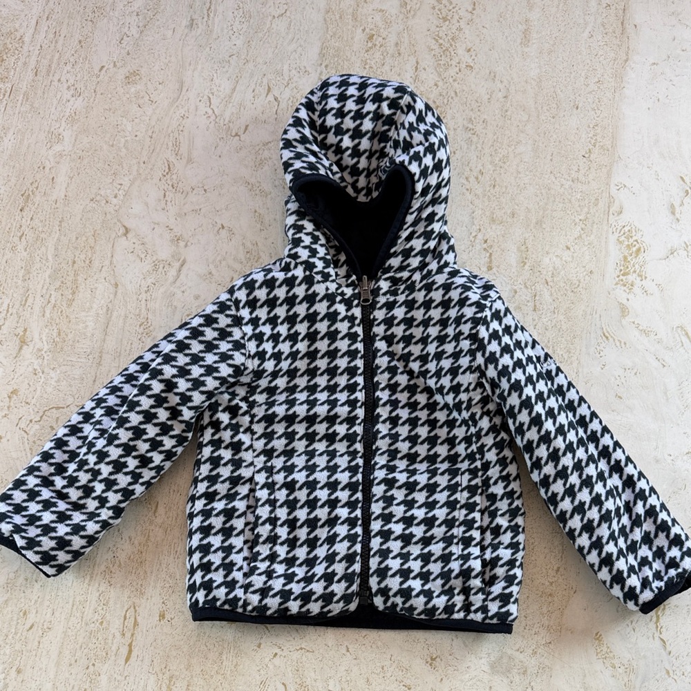 Columbia Reversible Jacket black white houndstooth Toddler Girl 4T